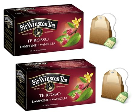 Sir Winston Tea® | Rött te Hallon Vanilj | Pu Erh Tea Vanilj och Hallonsmak - 2 x 20 påsar (60 gr) | Pu Erh Sweet Fruity
