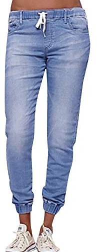 Byxor, damjeans, tygbyxor, dam, hög midja, joggingbyxor, dam, eleganta, activewear för dam, lätta joggingbyxor, dam, blåa, hängselbyxor, jeans, Palazzobyxor, dam, eleganta långa sommarbyxor