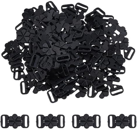 SUPERFINDINGS 60 Coppie 120 Pz Fermagli per Reggiseno In Plastica Nera Davanti Fermagli A Scatto A Forma di Fiore per Costumi Da Bagno e Lingerie Fai Da Te Accessori per Cucire Biancheria Intima