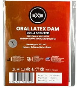 EXS Oral Sex Dental Dams (Cola - 10 Pack) Ultra-Thin Scented Oral Barriers, 10x6, Vegan - NHS Approved Dams