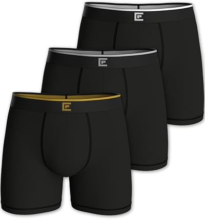 Pierre Calvini Mens Underwear - Bamboo Boxers Mens Multipack - Soft Breathable Tag Free Mens Boxer Shorts - Anti Chafing Boxers for Men w/Moisture Wicking Comfort & Longer Leg - 3 Pk - Black - Large