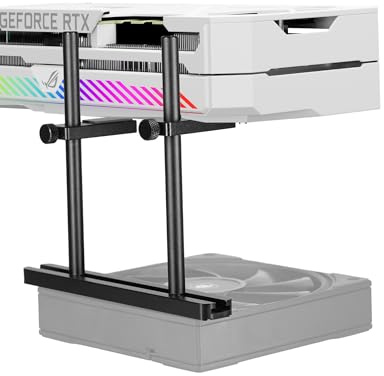 upHere GBS2 Support GPU Réglable,Glissière à Double Rail,Barre Double,Hauteur Adjustable pour Carte Graphique,Déplacement Latéral,Support Carte Graphique Verticale,Composants PC,Aluminium (128 mm)