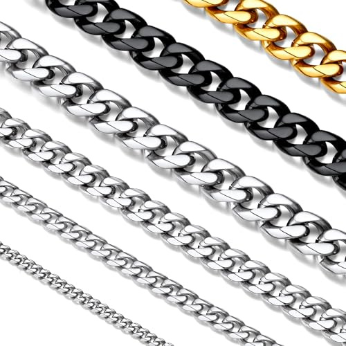 Suplight Collar de Cadena Cubana de Acero Inoxidable 9mm