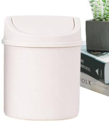 Lembeauty Papelera Mini De Escritorio - Cubo De Basura Para Encimera Con Tapa Abatible,Bote De Residuos Portátil Para Baño Dormitorio Aula Cocina