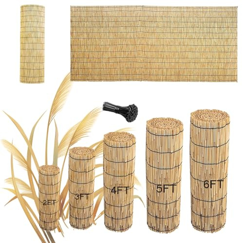 Rotolo per esterni, recinzione naturale per balcone e patio, tenda decorativa per cortile, 1,2 x 11 m (altezza x lunghezza)