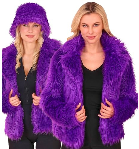 W WIDMANN MILANO Party Fashion Veste en fausse fourrure pour femme, fourrure moelleuse, veste en peluche, costume, tenue de fête pour carnaval et festival