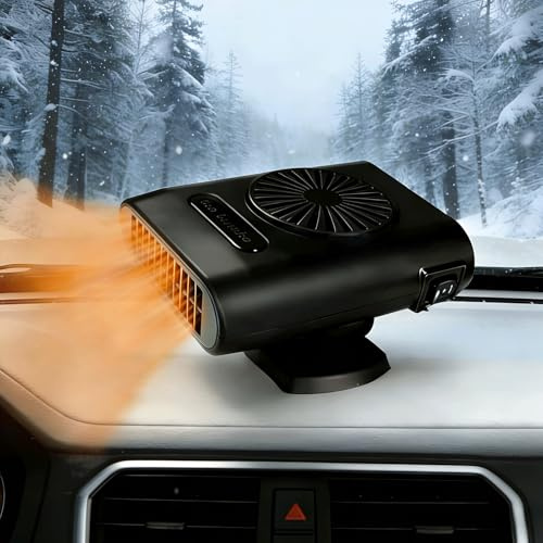 Jaaduem Car Heater, 12V 200W Portable Car Heater Defroster Fans, 2 in 1 Heating & Cooling Fast Heating Defrost Defogger with 360° Rotatable Base, Window Defroster for Car, SUV, Trucks