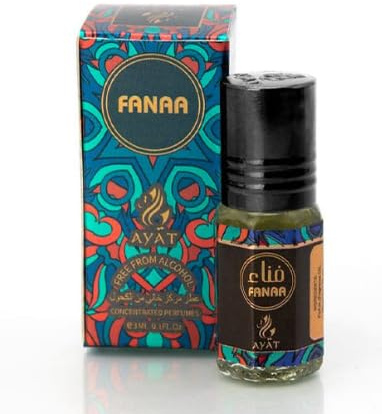 Ayat Fanaa Musc Parfum, Notes de Rose et Orange Sanguine, Fleurs Blanches et Camomille, Fond Musc Boisé Ambré, 3ml