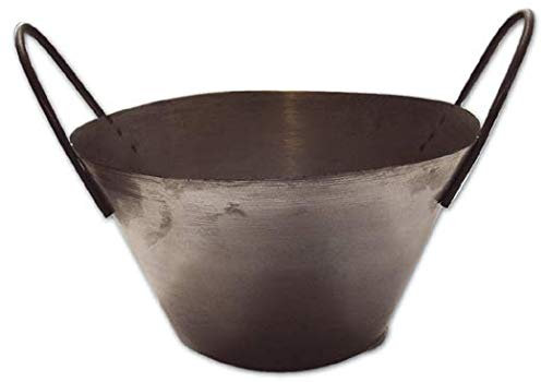 Cubo para mortero de hierro con 2 asas