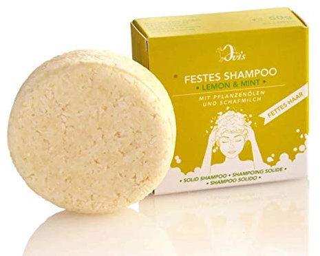 Ovis Festes Shampoo Lemon & Mint fettiges Haar mit Pflanzenölen und Schafmilch ohne Palmöl 50 g
