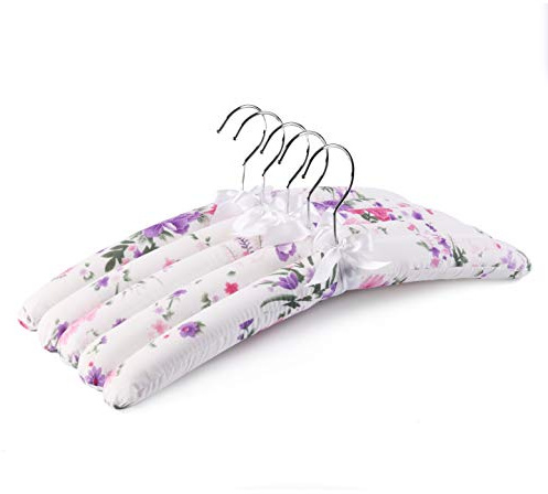 Amber Home 10 Unidades 43cm Extra Largas Perchas de Satén Blanco, Percha de Seda Suave para Bodas Camisetas Camisas Abrigos Vestidos Tirantes
