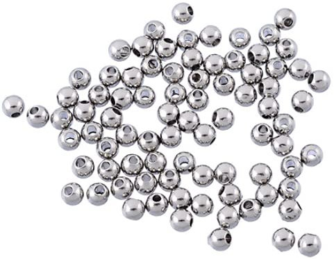 50 Edelstahlperlen silber 4mm - Loch1mm- rund, Schmuckperlen Metallperlen Kugel Kugeln glanz spacer Zwischenperlen beads Stopper Abstandsperlen Fedelperlen Schmuck DIY