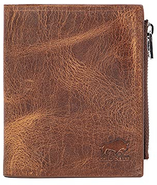 Solo Pelle® Slim Wallet KOMPA mit Münzfach [bis zu 13 Karten] Slimwallet [RFID-Schutz] Kartenetui [Leder] Smart Wallet für Männer und Damen (Vintage Braun)