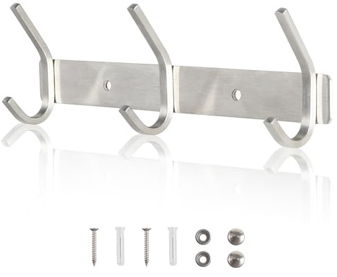 Qiannhee Hakenleiste Kleiderhaken Silber 30CM bis 30KG Garderobenleiste Edelstahl Hakenleiste Garderobe Wandmontage 3 Haken Garderobenleiste Kinder für Badezimmer Küche Jacken Mäntel Tür Flur