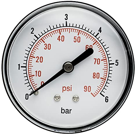 Manometer 63 mm Hauswasserwerk 1/4 AG 0-6 bar / 0-90 psi Wasserdruck Wasser Luft Druckmanometer Druckkessel Mambrankessel