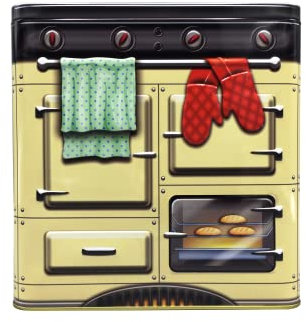 stylebox Lata en estilo retro para horno, color beige, para galletas, almacenamiento, aprox. 18 x 10 x 22 cm, volumen: 2500 ml