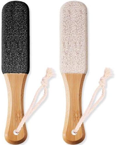 Eiflayn Hornhautentferner,2 Stück Hornhauthobel,Aus Siliziumkarbid/WeißEm Korund,Hornhautraspel,Vier Seiten,Hornhautraspel mit Griff aus Holz,Hornhautfeile,für Raue Haut, PediküRe, FußPflege