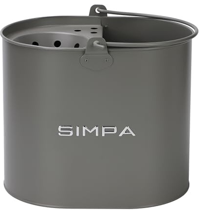 simpa 14L 14 Litre Stylish Metal Mop Buckets with Matt Grey Colour Finish.