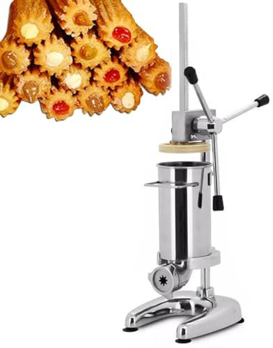 Máquina para Hacer Churros Comercial Manual de Acero Inoxidable Donut español Churrera Máquina para Hacer Churros con 5 boquillas para el hogar Restaurantes Cafeterías Panaderías,2l