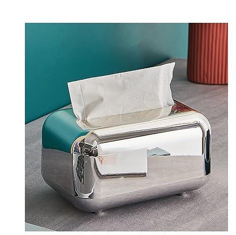 Multifunktionaler Tissue-Box-Halter Luxus Gold Tissue Boxen Lagerung Serviette Halter Küche Tissue Box Papier Fall Organizer Ornament Desktop Tissue Halter Dekorativer Serviettenhalter (Color : Slive
