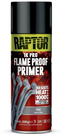 U-POL Peinture Thermorésistante Raptor - Bombe Aérosol Spray de Peinture Résistante à la Chaleur Auto Moto - Gris - 336 ml - Ref. RFLPG/AL