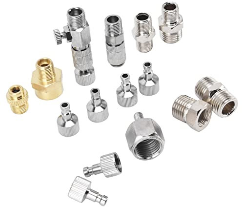 Airbrush Quick Connect, Airbrush Tillbehör Airbrush Adapter Set 15 Styck Airbrush i Rostfritt Stål Snabbkopplingskopplingar Anslutningssats för Luftkompressor och Airbrush