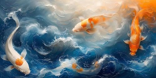 Pintar por Numeros Adultos,pulverización Carpa Koi Pintar por Numeros Nniños Kit, DIY Paint by Number Kit con Pinceles y Pinturas Acrilicos,Lienzos para Pintar Pinturas Hogar Decoración 80x160cm s-266