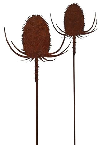 Bornhöft Lot de 2 décorations de jardin chardon en patine - Aspect rouille - Sculpture de jardin