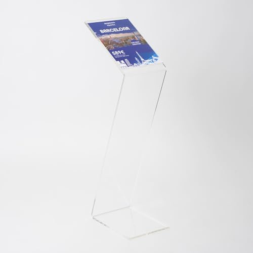 Danieli - Espositore a Leggio da Pavimento in Acrilico Trasparente -Base a Z - Tasca Porta Comunicazioni o Porta Menu A4 (Slim)