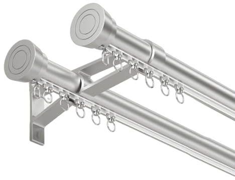 Barra de cortina doble de metal extensible de 100600 cm, barra ajustable para oscurecer la habitación, perfecta para cortinas pesadas y tratamientos de ventanas