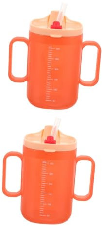 Yardwe 2 Pièces Gobelet avec Anses Doubles Antichoke pour Garçon Fille Gobelet avec Échelle pour Apprentissage de Hydratation