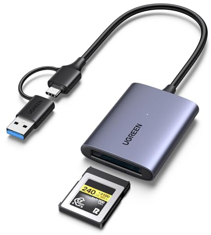 UGREEN USB-C auf CFexpress Type B Kartenleser mit USB-A & C Port, 10Gbps bis zu 1250MB/s, kompatibel mit CFexpress B Karten für 8K Video, Mac, Windows, Linux, Laptop, Tablet, Aluminiumgehäuse(CFB)