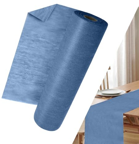 Vlies-Tischläufer Rauchblau, 30 cm x 25 m Dekoratives Tischband, Tischläufer in Salbeigrün ,Tischdeko für Hochzeiten, Geburtstage, Partys & Taufen