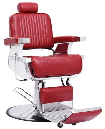Genérico Silla de peluquería de Cuero sintético Rojo 68x69x116 cm,Economía e Industria,Peluquería y cosmética,Sillas de peluquería,Rojo,60.7 KG,110169