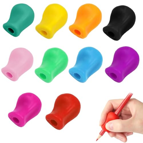 Zpeiran Soportes para Lápices para Niños,10 PCS Empuñaduras de Silicona para Lápices,Adaptador Lapiz Aprender a Escribir,para Niños Adultos Zurdos y Diestros Corrección de Postura al Escribir