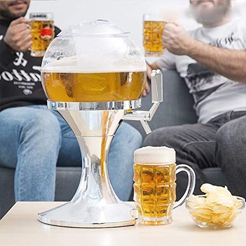Mezclador de cerveza esférico con compartimento para hielo de 3,5 litros, dispensador de cerveza y otras bebidas, mantiene los líquidos frescos, dispensador y enfriador de bebidas y cerveza.