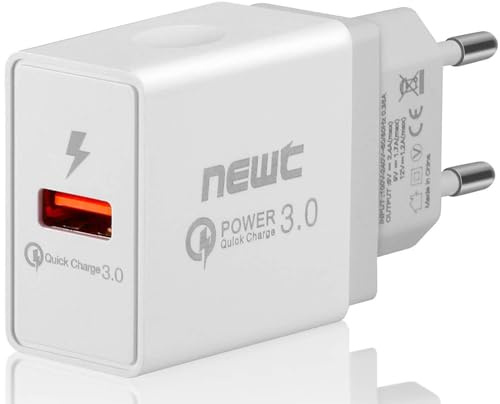 NEW'C Chargeur Secteur Mural USB,(Quick Charge USB 3.0 18W) Ultra Rapide Adaptateur USB 3.0 pour Samsung Galaxy S8/S9/S10/S21/S22/S22 Plus, Xiaomi,iPhone, iPad Pro/Air, Moto etc.