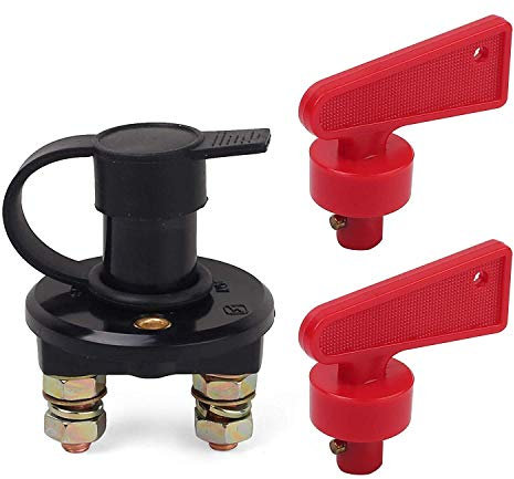 LotFancy Interruttore Principale Batteria Impermeabile 6V 12V 24V Staccabatteria Isolatore con Due Chiavi Rimovibili per Stacca batteria Auto, Barca, Camion, Barche, Camper, Veicoli ATV 200/1000 Amp