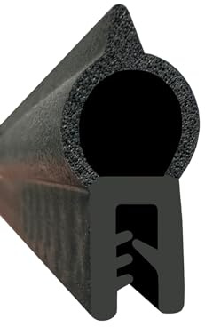 Goma estanqueidad Universal 5m para junta de maletero, sellado caravana, naval, maquinaria agrícola etc. Rango para sujeción 1-3 mm, NEGRO