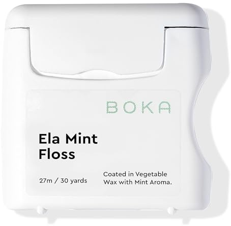 Boka Ela Mint Expandable Woven Dental Floss, Made from Plant-Based Vegetable Wax, Teflon-Free, 30 Yards of Waxed Floss (Pack of 1)