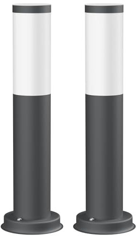 ledscom.de 2 Stück Pollerleuchte PORU für außen, IP44, 39cm, anthrazit, inkl. Smart Home RGBW E27 LED Lampe, 892lm