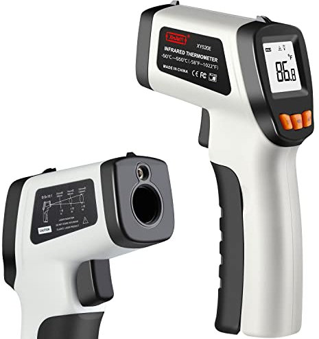 XinJiaYi - Termometro a infrarossi (da -50 °C a 550 °C), pistola a temperatura laser per forno per pizza, pistola termica senza contatto per cucina/BBQ/grill/HVAC, termometro superficiale, grigio