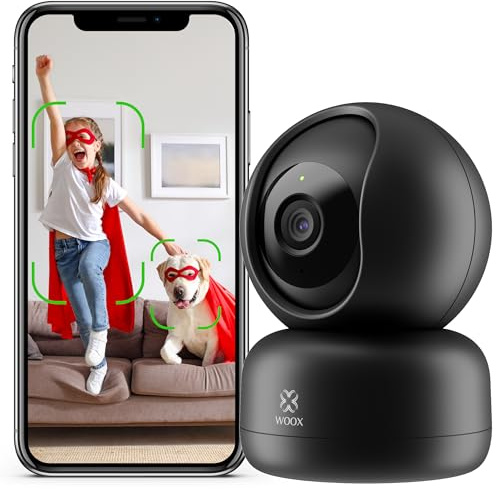 WOOX 2K Pet Dog Camera with Phone App - 360° Indoor Camera for Home Security, Wifi Camera Wireless for Doggy Cat Baby Monitor, AI Motion Tracking, Smart Siren, IR Night Vision, Work with Alexa
