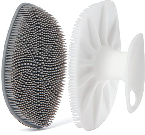 HieerBus Silikon Gesichtsreiniger, Gesichtsreinigungsbürste Silikon Gesichtswaschbürste, sanftes Peeling Pad Massagegerät, für Männer Frauen Reinigung und Peeling (Weiß+Grau)