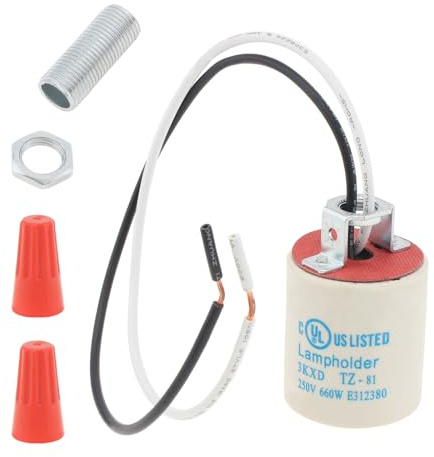 RTNLIT Ceramic E26 Light Socket with 10 Wire Lead, 1-Pack