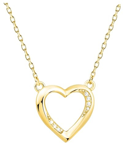 Sofia Milani - Damen Halskette 925 Silber - vergoldet/golden - mit Zirkonia Steinen - Herz Anhänger - N0765