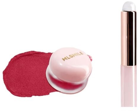 Lip & Cheek Blurry Pudding Pot,Long Lasting Lip & Cheek Mud Blusher,High-Pigment Colour&Lightweight ShimmeryVelvet MatteMatte Finish Blush,Lip Blush Wand for Radiant,Vegan & Cruelty-Free Blush