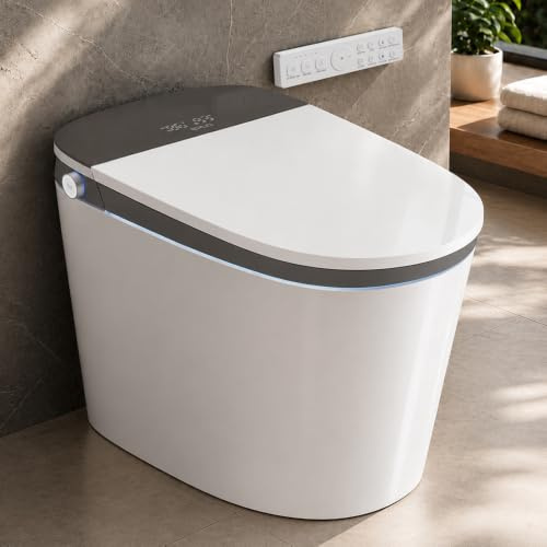EPLO Smart Toilet Bidet with Auto Open Close,1000 Gram MaP Flush Score,Foam Dispenser, ADA Comfort Height, Moving Dryer,Auto Flush,Heated Seat,One Piece Elongated Toilet with Tank Built in U8MAX