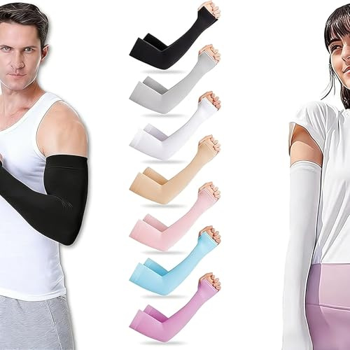 LSYZHX 7 Pairs Cooling Arm Sleeves,Uv Sun Protection Arm Bands Cover Sleeve for Women Men Outdoor Sports Cooling Sleeves (7 Colors)