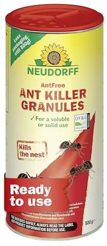 Neudorff AntFree Ant Killer Granules – Effective ant control against ants and nests around the house. Fast acting control. For soluble or solid use, 500 g